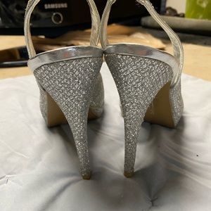 Silver heels-lightly worn but great shape